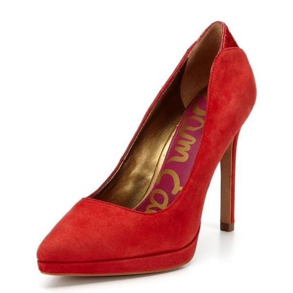 sam edelman red suede pumps